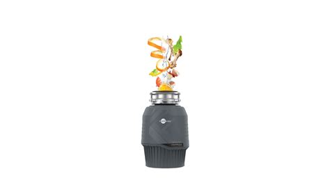 InSinkErator Evolution Plus 750 SR con scarti alimentari sopra l'imbocco del lavello